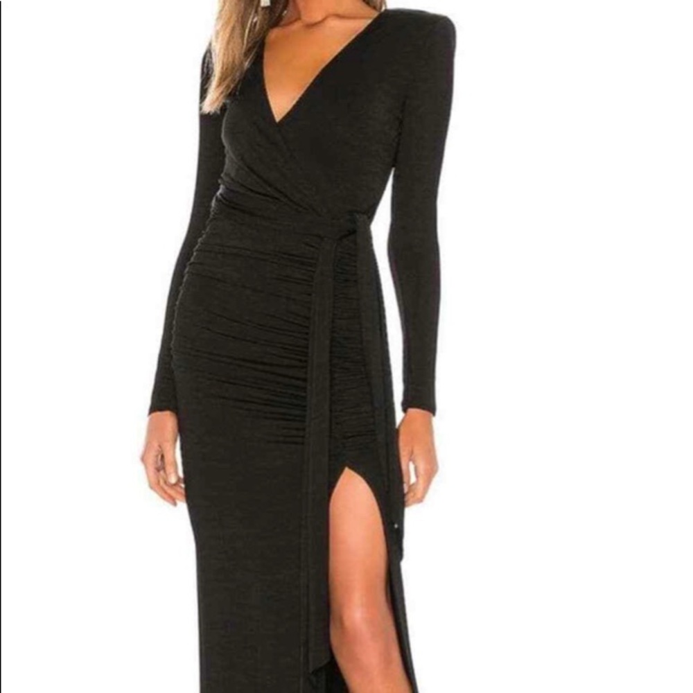 Alice + Olivia Kyra Deep V Drapey Maxi Dress, Black